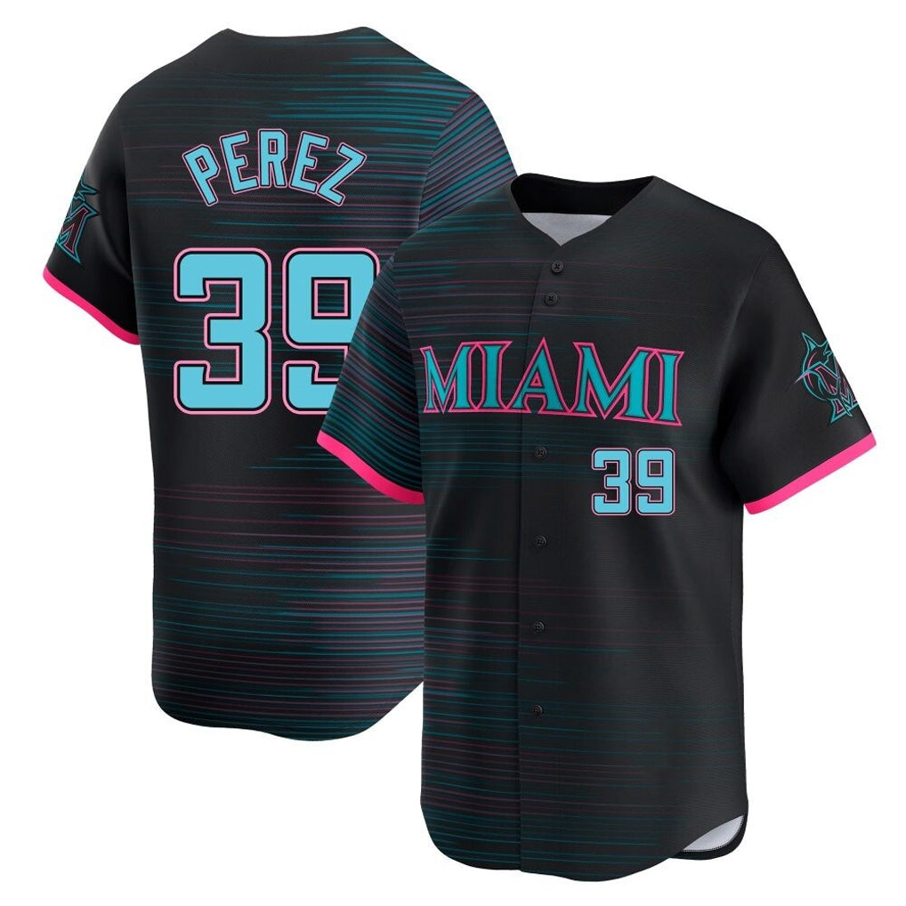 Davalo M.Marlins #39 Eury Perez Player Black City Connect Home Limited Stitched Jerseys