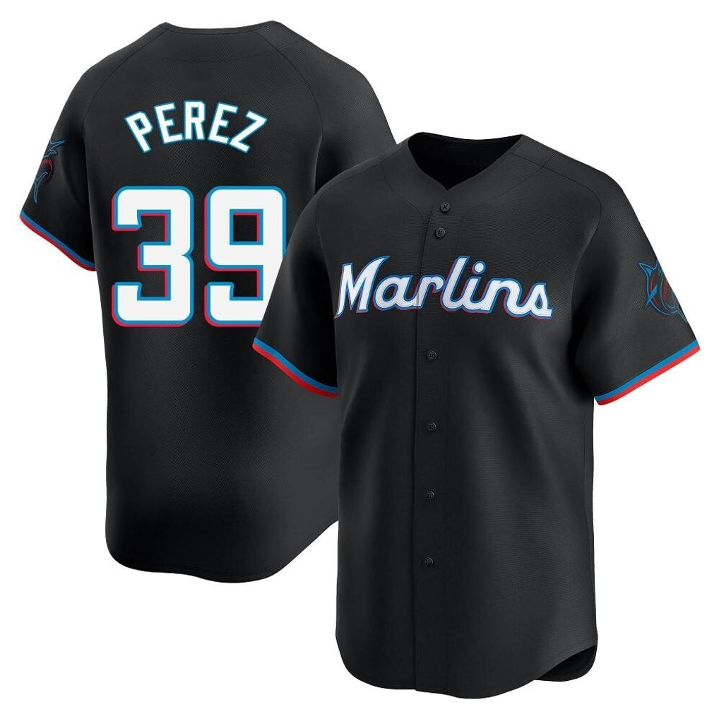 Davalo M.Marlins #39 Eury Perez Player Black  Home Limited Stitched Jerseys