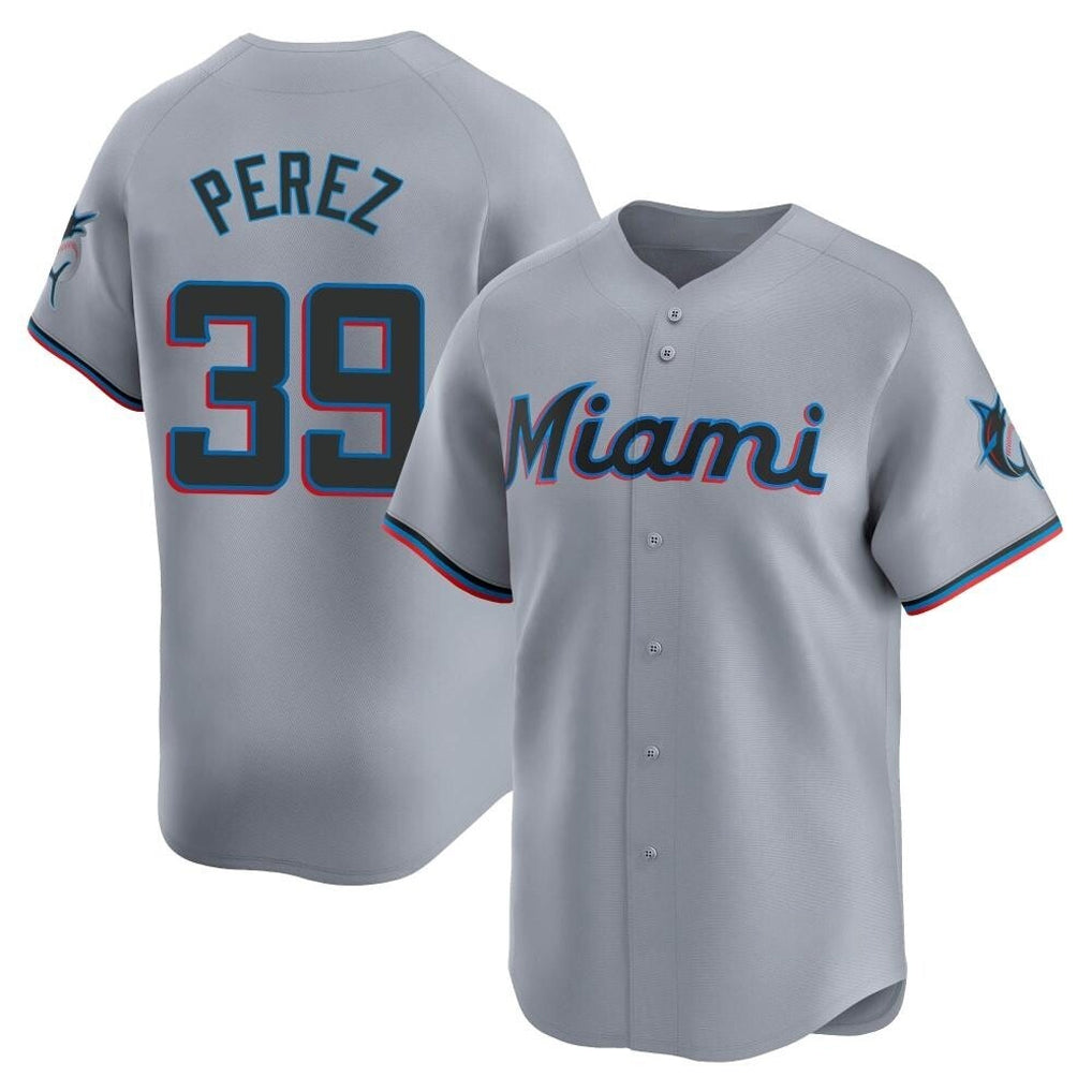 Davalo M.Marlins #39 Eury Perez Player Gray Home Limited Stitched Jerseys