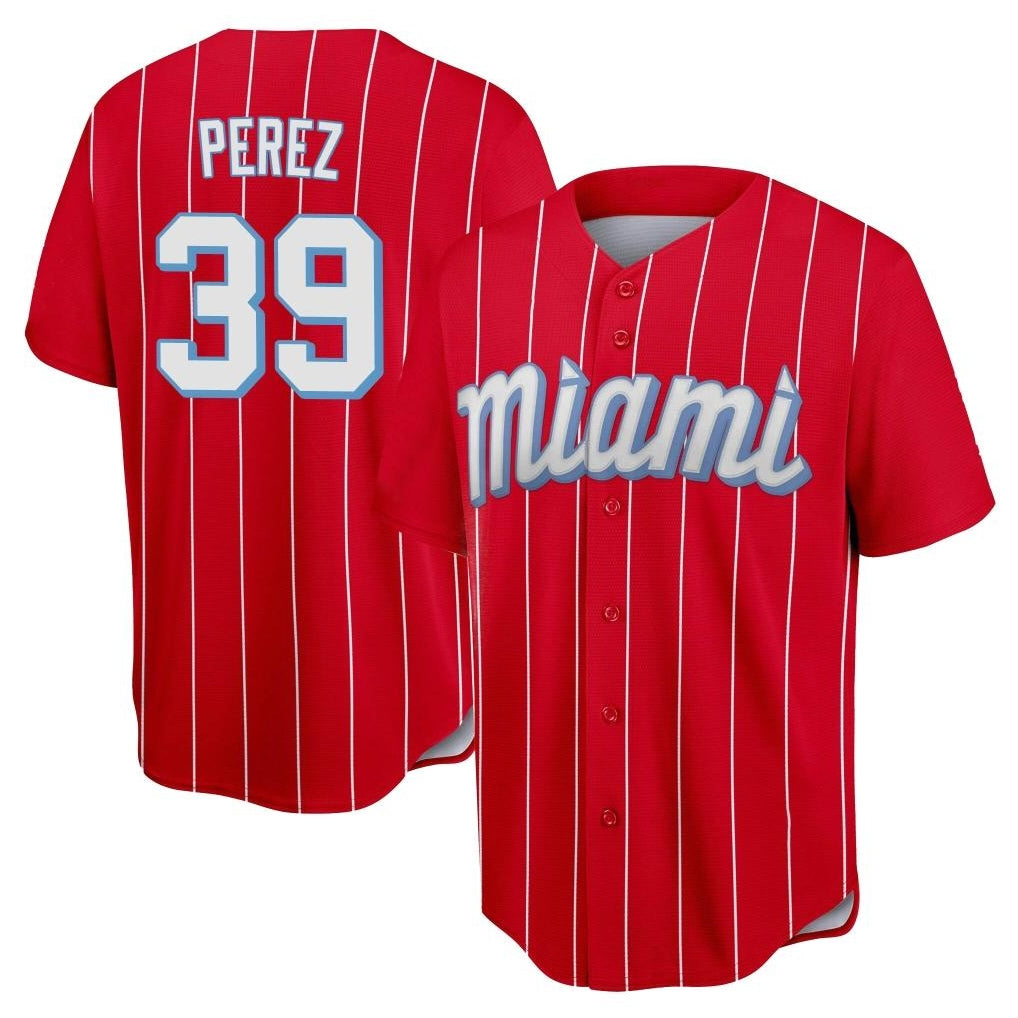 Davalo M.Marlins #39 Eury Perez Player Red City Connect Home Game Stitched Jerseys