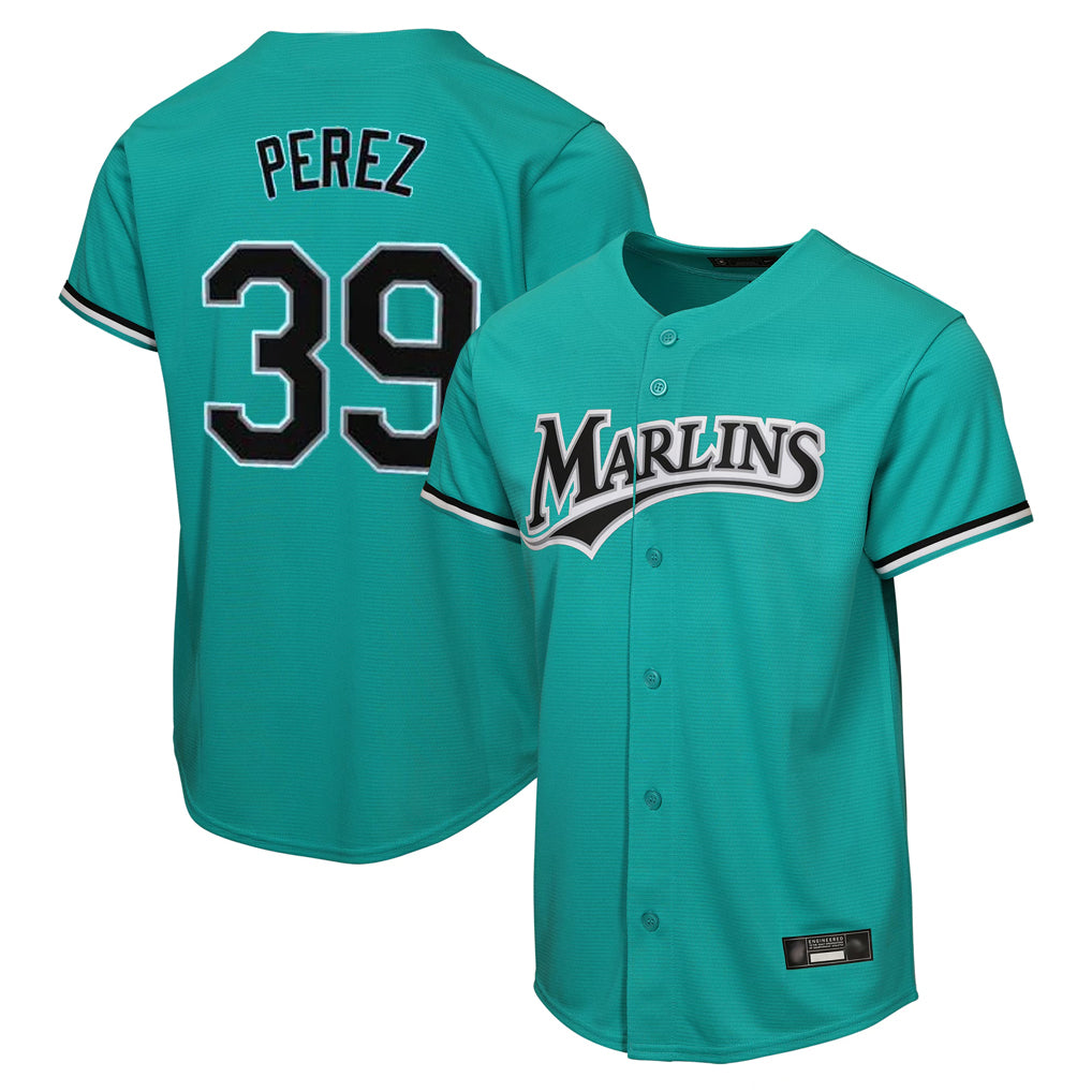 Davalo M.Marlins #39 Eury Perez Player Teal Home Game Stitched Jerseys