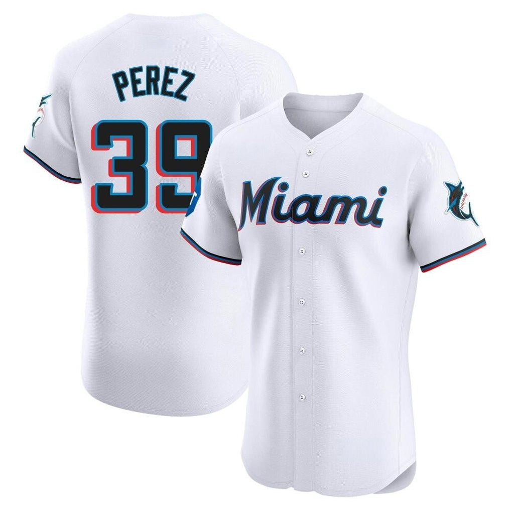 Davalo M.Marlins #39 Eury Perez Player White  Home Limited Elite Stitched Jerseys