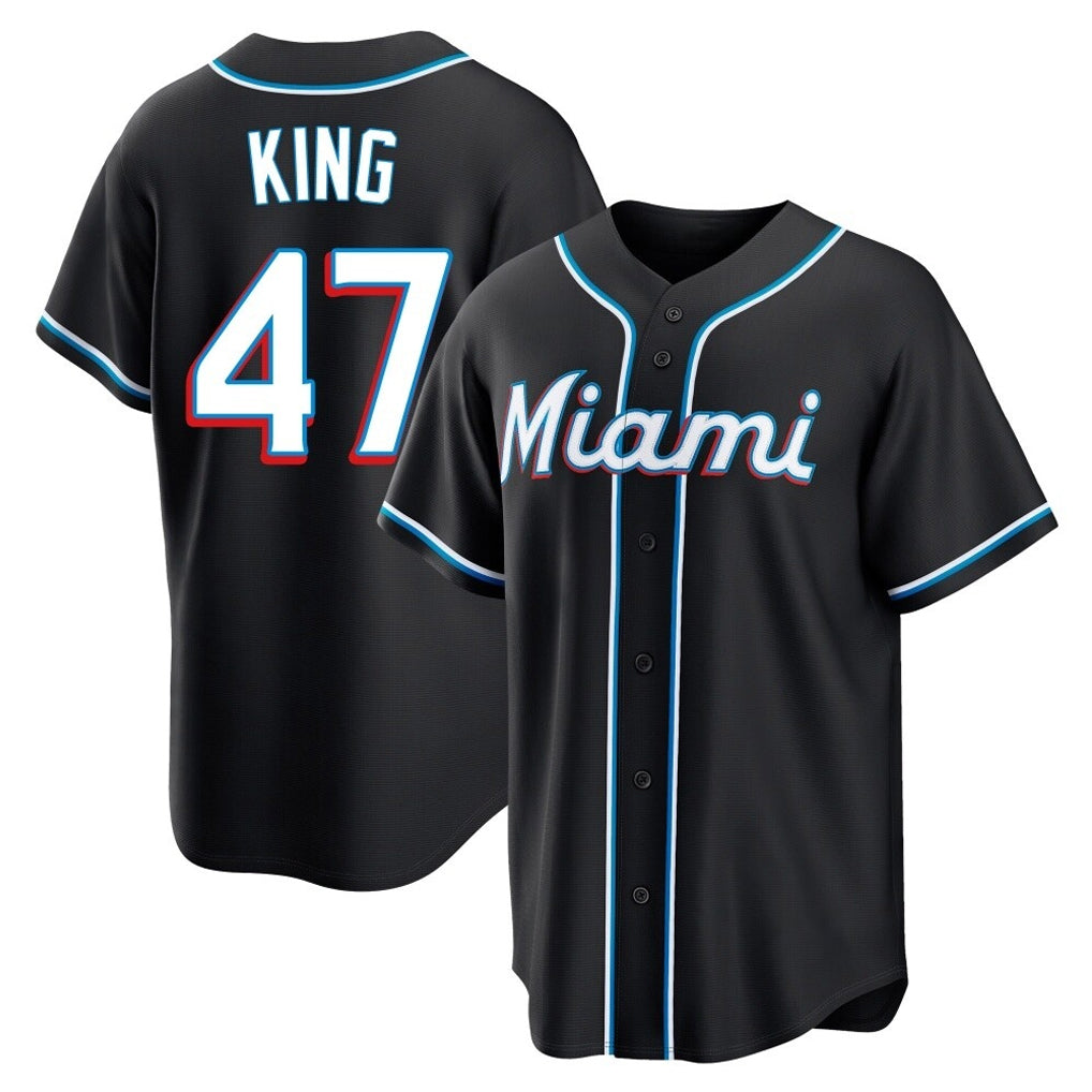 Davalo M.Marlins #47 John King Player Black Fashion Out Home Game Stitched Jerseys