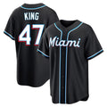 Davalo M.Marlins #47 John King Player Black Fashion Out Home Game Stitched Jerseys