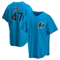 Davalo M.Marlins #47 John King Player Blue Home Game Stitched Jerseys