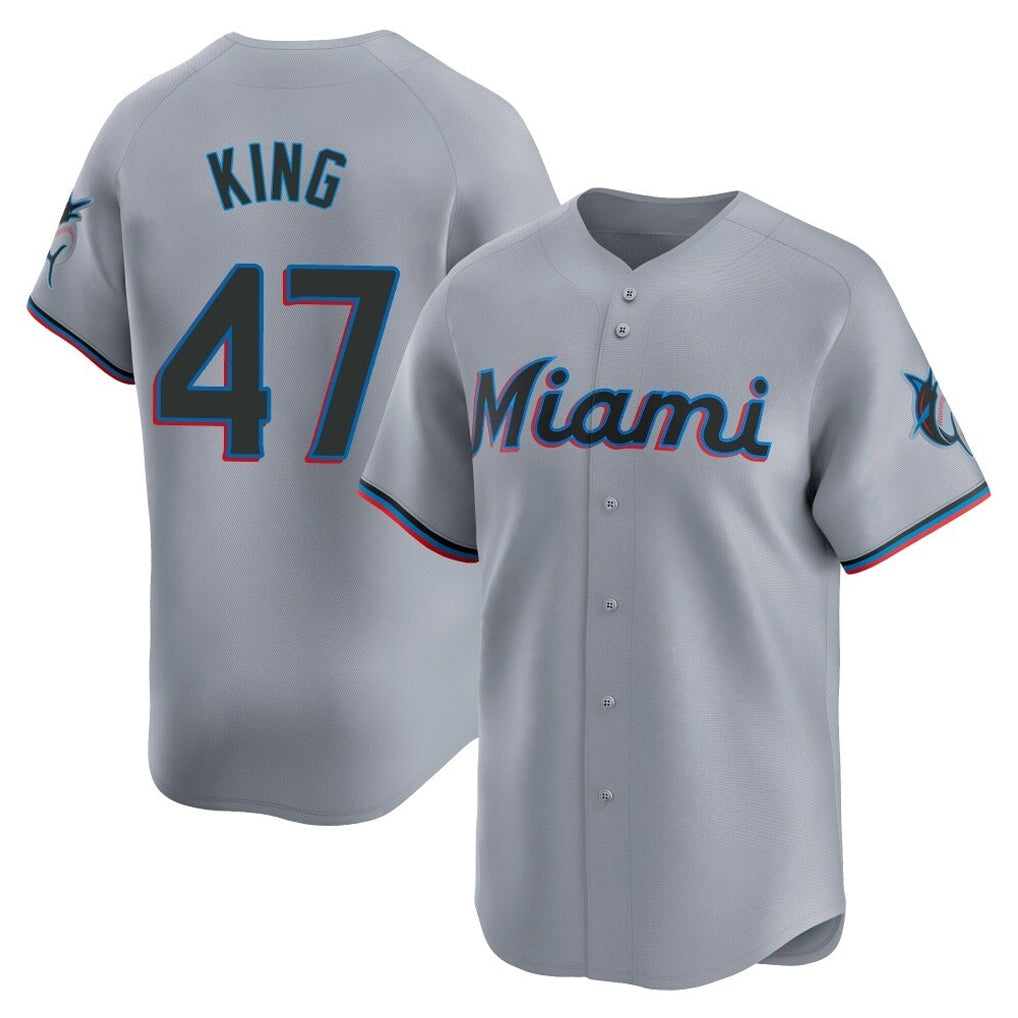 Davalo M.Marlins #47 John King Player Gray  Home Limited Stitched Jerseys