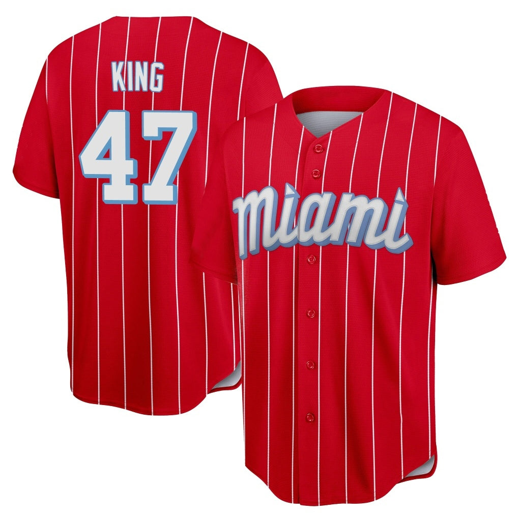 Davalo M.Marlins #47 John King Player Red City Connect Home Game Stitched Jerseys