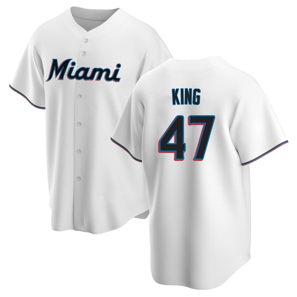 Davalo M.Marlins #47 John King Player White  Home Game Stitched Jerseys