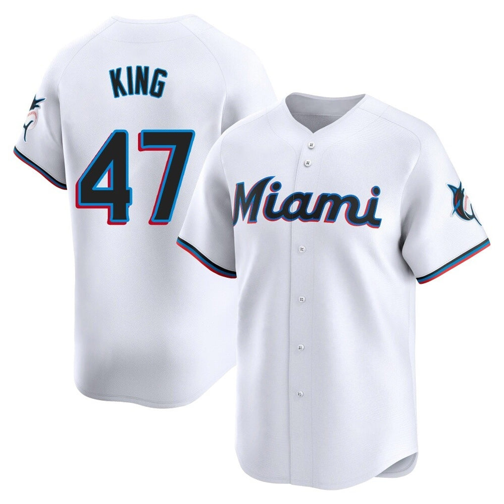 Davalo M.Marlins #47 John King Player White  Home Limited Stitched Jerseys