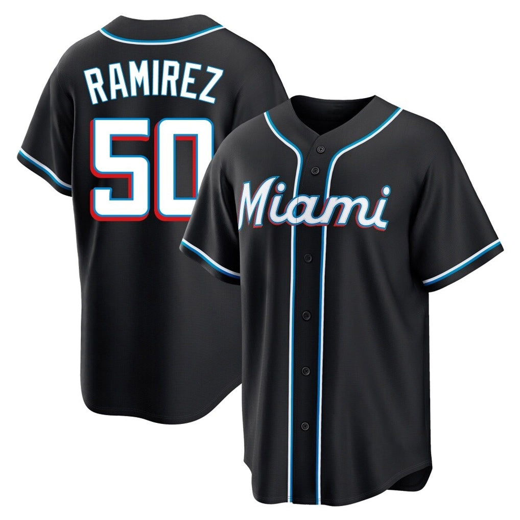 Davalo M.Marlins #50 Agustin Ramirez Player Black Fashion Out Home Game Stitched Jerseys