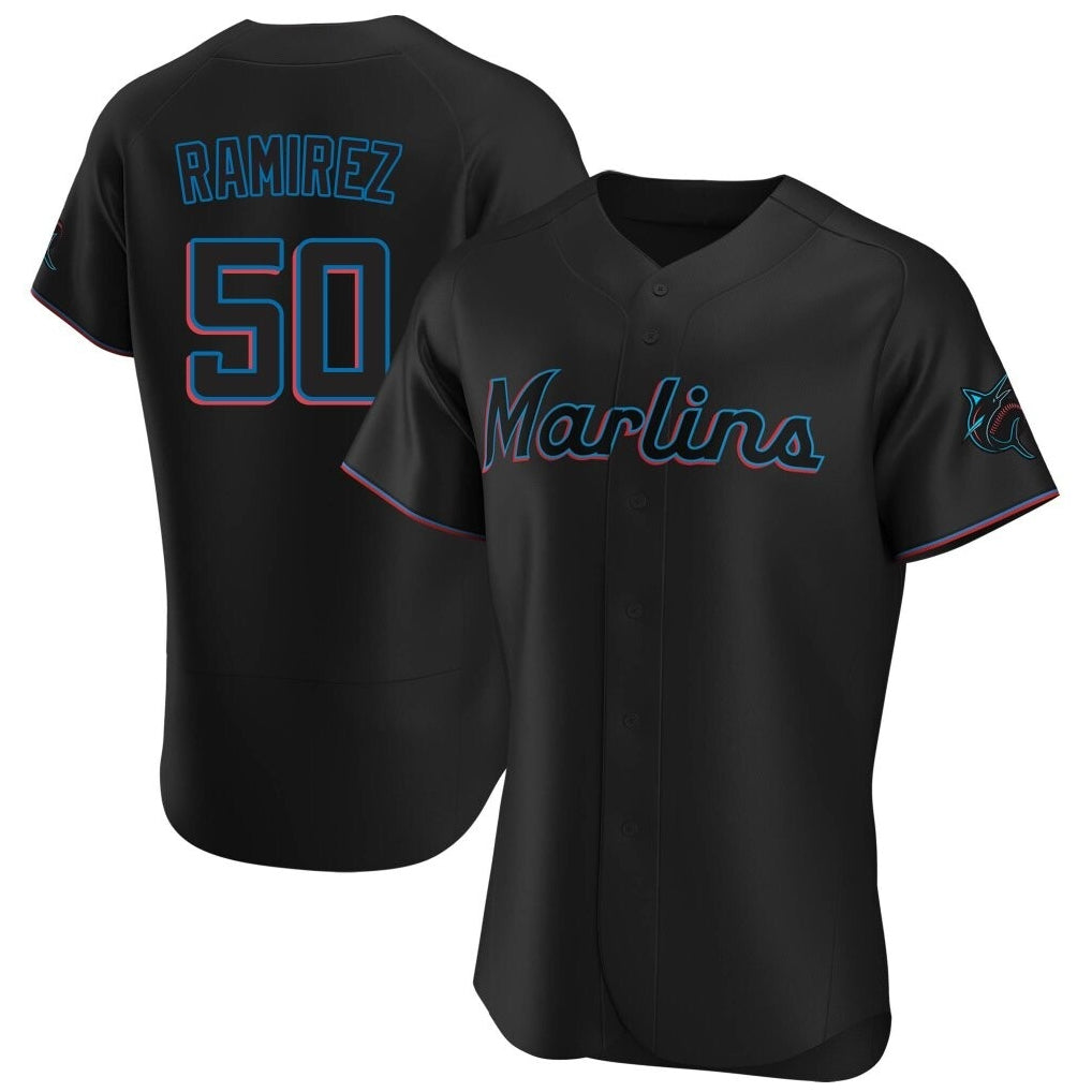 Davalo M.Marlins #50 Agustin Ramirez Player Black Home Limited Elite Stitched Jerseys