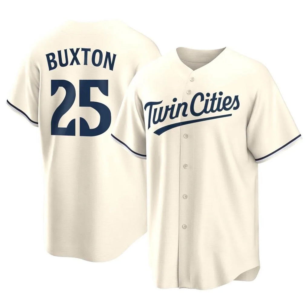 Davalo M.Twins #25 Byron Buxton Player Cream Game Limited Home Stitched Jerseys