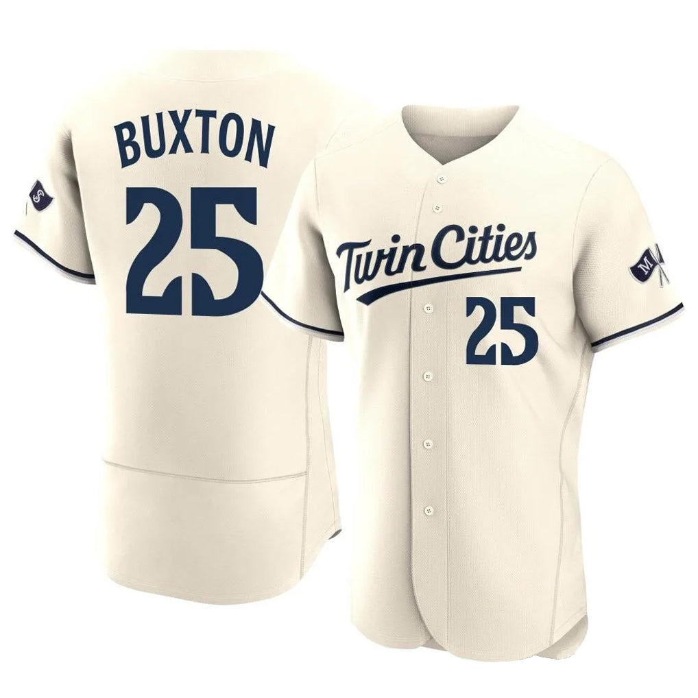 Davalo M.Twins #25 Byron Buxton Player Cream Home Limited Elite Stitched Jerseys
