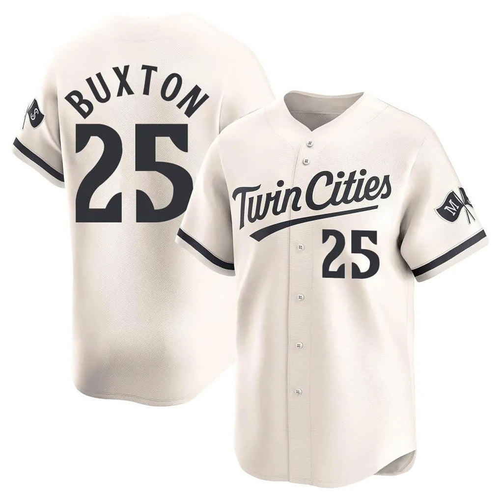 Davalo M.Twins #25 Byron Buxton Player Cream Home Limited Stitched Jerseys