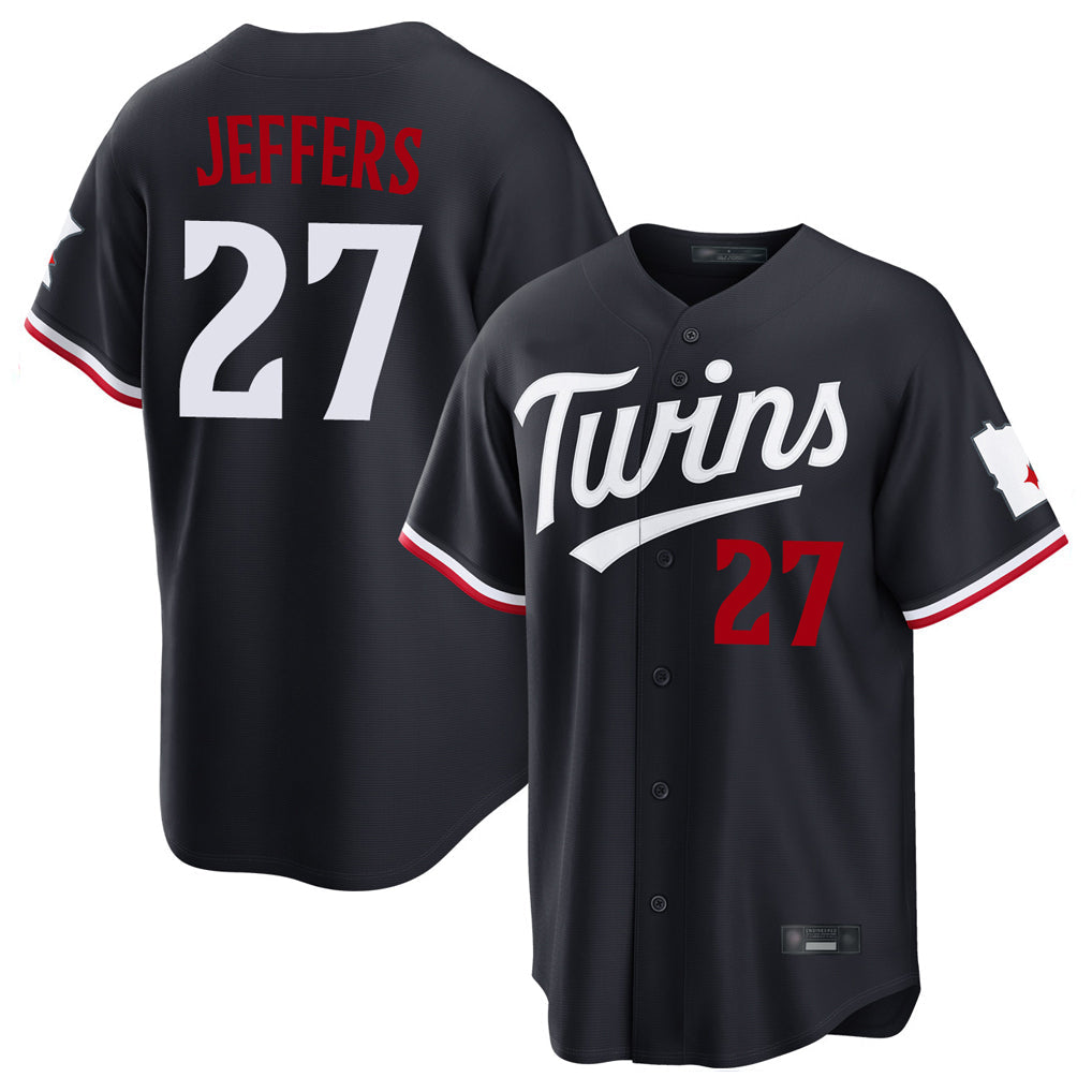 Davalo M.Twins #27 Ryan Jeffers Player Navy Home Game Stitched Jerseys