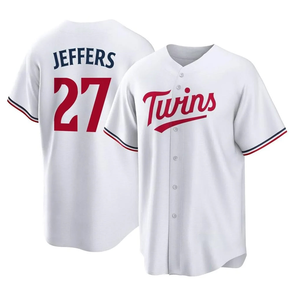 Davalo M.Twins #27 Ryan Jeffers Player White Home Game Stitched Jerseys