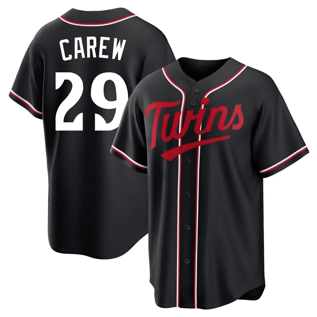 Davalo M.Twins #29 Rod Carew Player Black Fashion Out Home Limited Stitched Jerseys