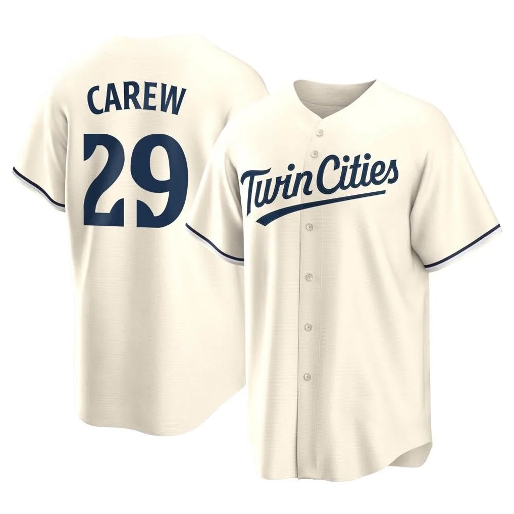 Davalo M.Twins #29 Rod Carew Player Cream Game Limited Home Stitched Jerseys