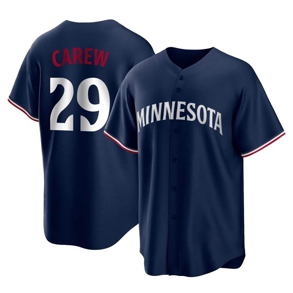 Davalo M.Twins #29 Rod Carew Player Navy Replica Alternate Home Stitched Jerseys