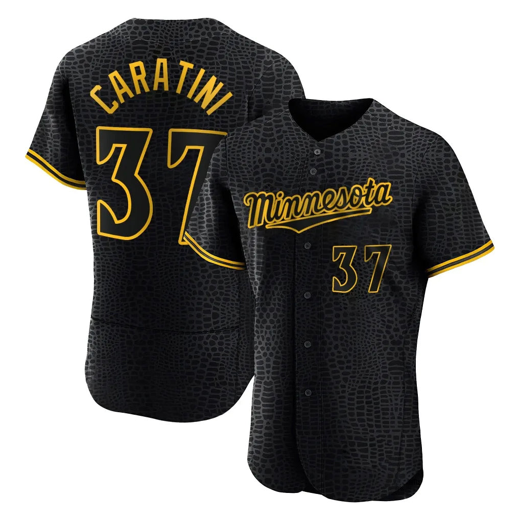 Davalo M.Twins #37 Victor Caratini Player Black Snake Skin City Home Limited Elite Stitched Jerseys