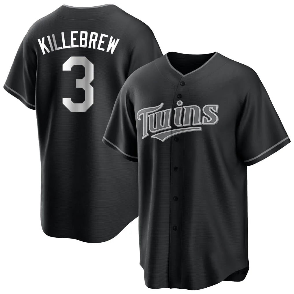 Davalo M.Twins #3 Harmon Killebrew Player Black Home Game Stitched Jerseys
