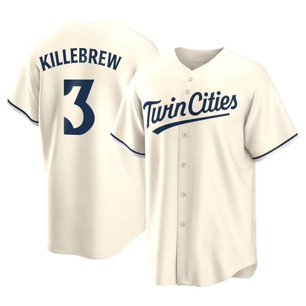 Davalo M.Twins #3 Harmon Killebrew Player Cream Game Limited Home Stitched Jerseys