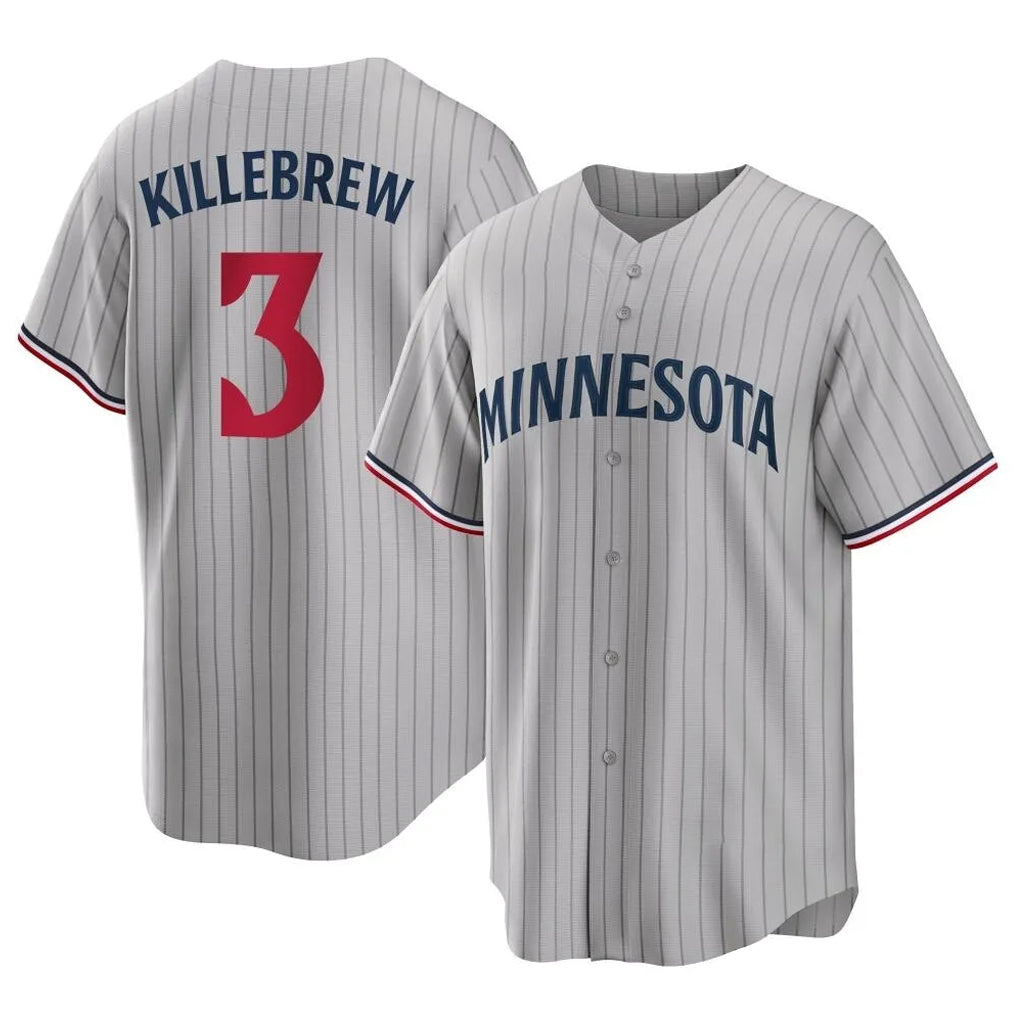 Davalo M.Twins #3 Harmon Killebrew Player Gray Game Limited Home Stitched Jerseys