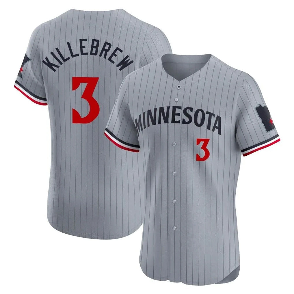Davalo M.Twins #3 Harmon Killebrew Player Gray Home Limited Elite Stitched Jerseys