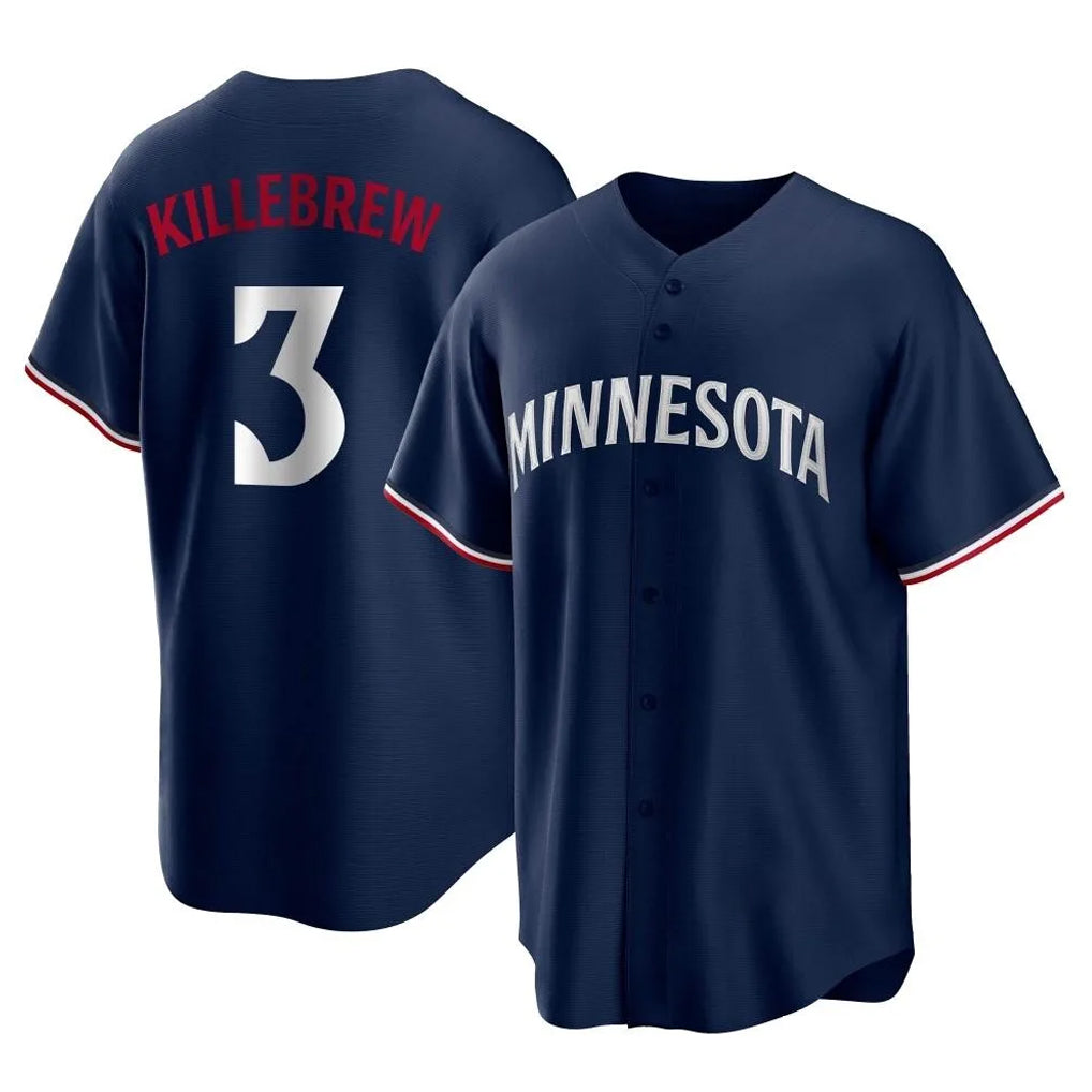 Davalo M.Twins #3 Harmon Killebrew Player Navy Replica Alternate Home Stitched Jerseys