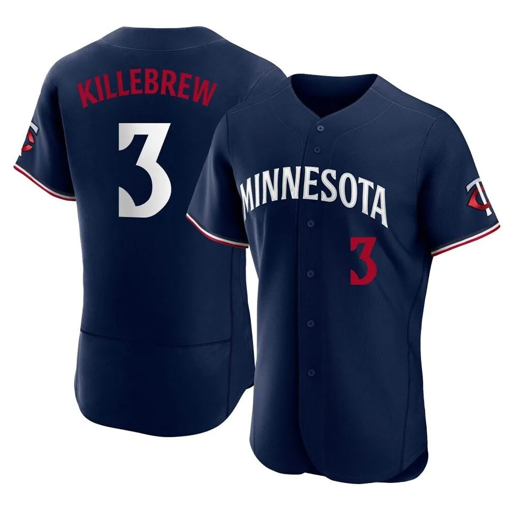 Davalo M.Twins #3 Harmon Killebrew Player Navy Replica Home Limited Elite Stitched Jerseys