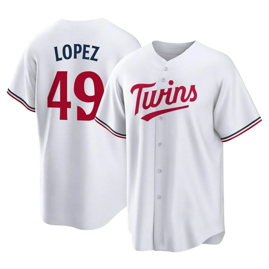 Davalo M.Twins #49 Pablo Lopez Player White Home Game Stitched Jerseys