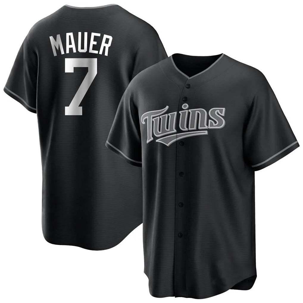 Davalo M.Twins #7 Joe Mauer Player Black Home Game Stitched Jerseys