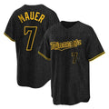 Davalo M.Twins #7 Joe Mauer Player Black Snake Skin City Home Game Stitched Jerseys