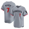 Davalo M.Twins #7 Joe Mauer Player Gray Home Limited Stitched Jerseys