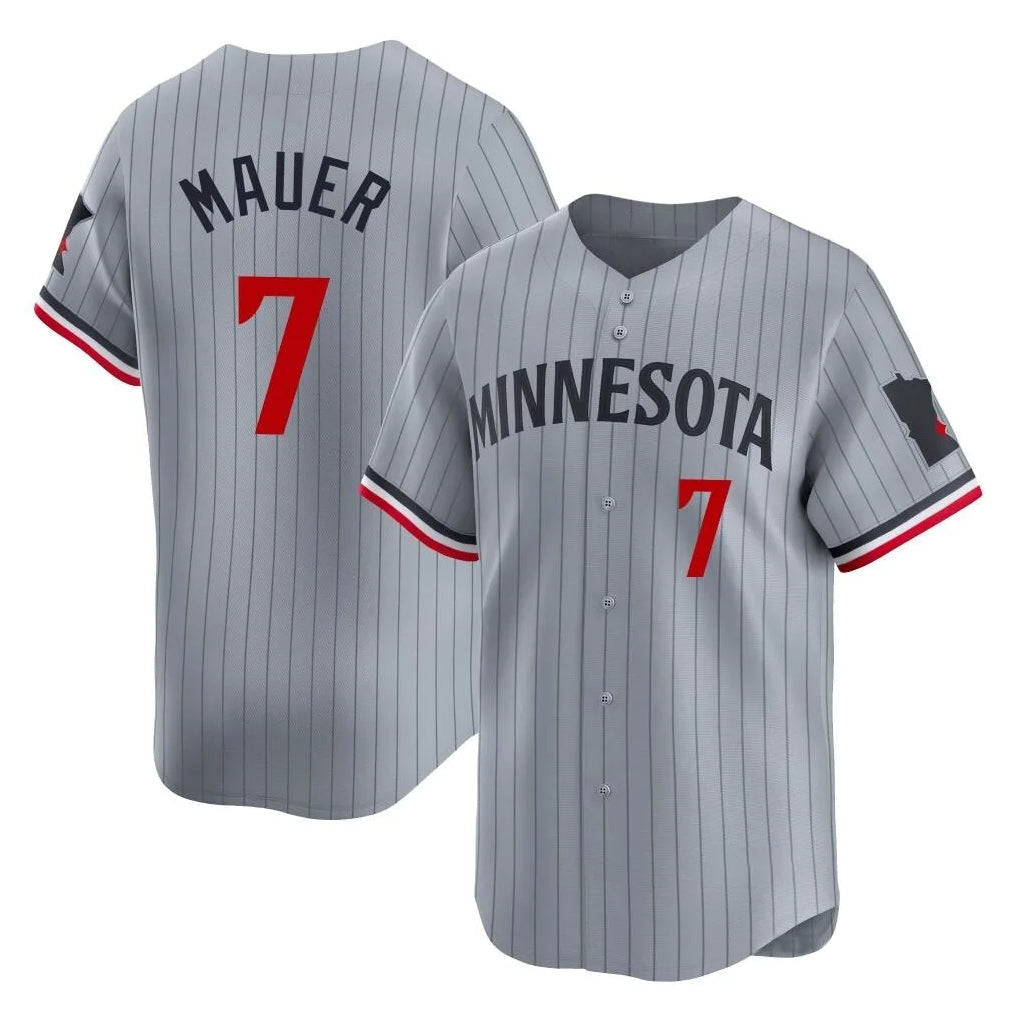 Davalo M.Twins #7 Joe Mauer Player Gray Home Limited Stitched Jerseys