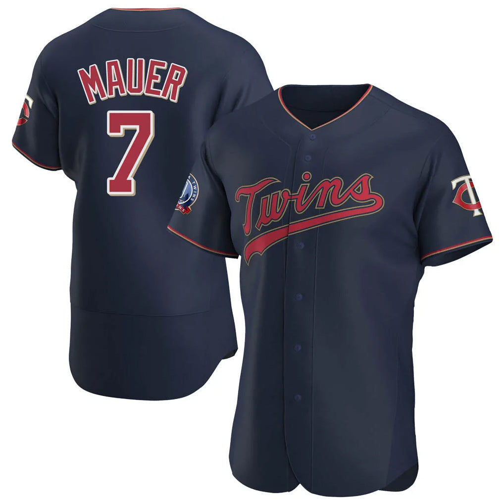 Davalo M.Twins #7 Joe Mauer Player Navy 60th Home Limited Elite Stitched Jerseys