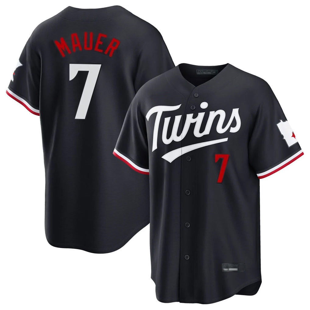 Davalo M.Twins #7 Joe Mauer Player Navy Home Game Stitched Jerseys