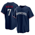 Davalo M.Twins #7 Joe Mauer Player Navy Replica Alternate Home Stitched Jerseys