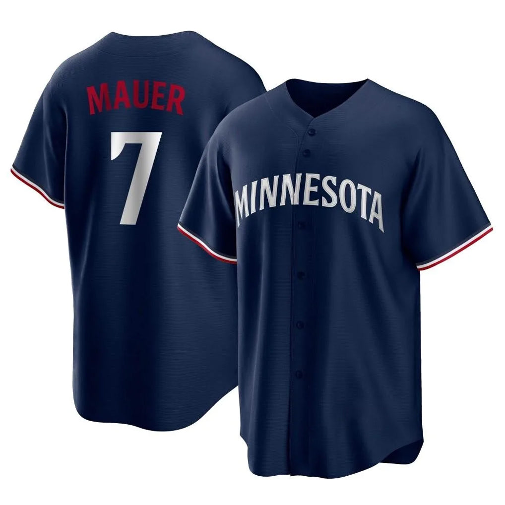 Davalo M.Twins #7 Joe Mauer Player Navy Replica Alternate Home Stitched Jerseys