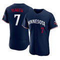 Davalo M.Twins #7 Joe Mauer Player Navy Replica Home Limited Elite Stitched Jerseys