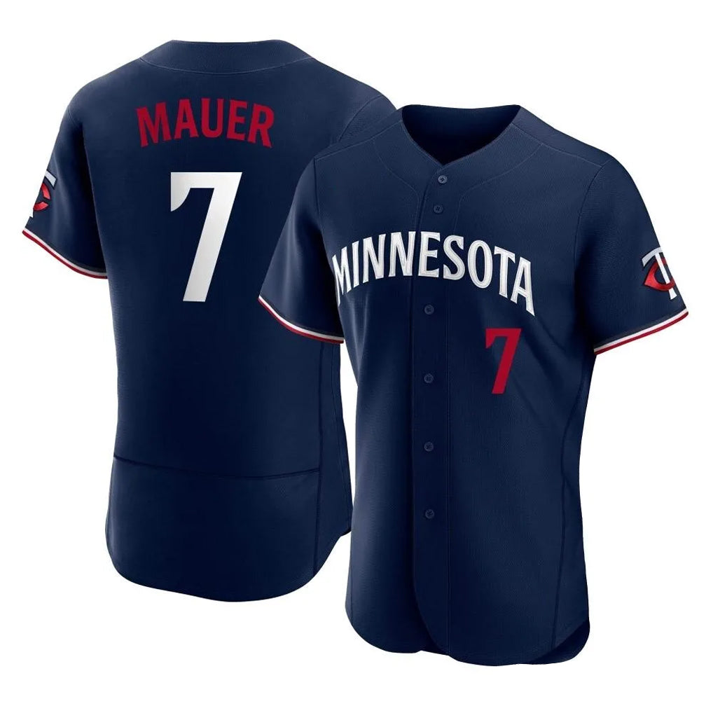 Davalo M.Twins #7 Joe Mauer Player Navy Replica Home Limited Elite Stitched Jerseys