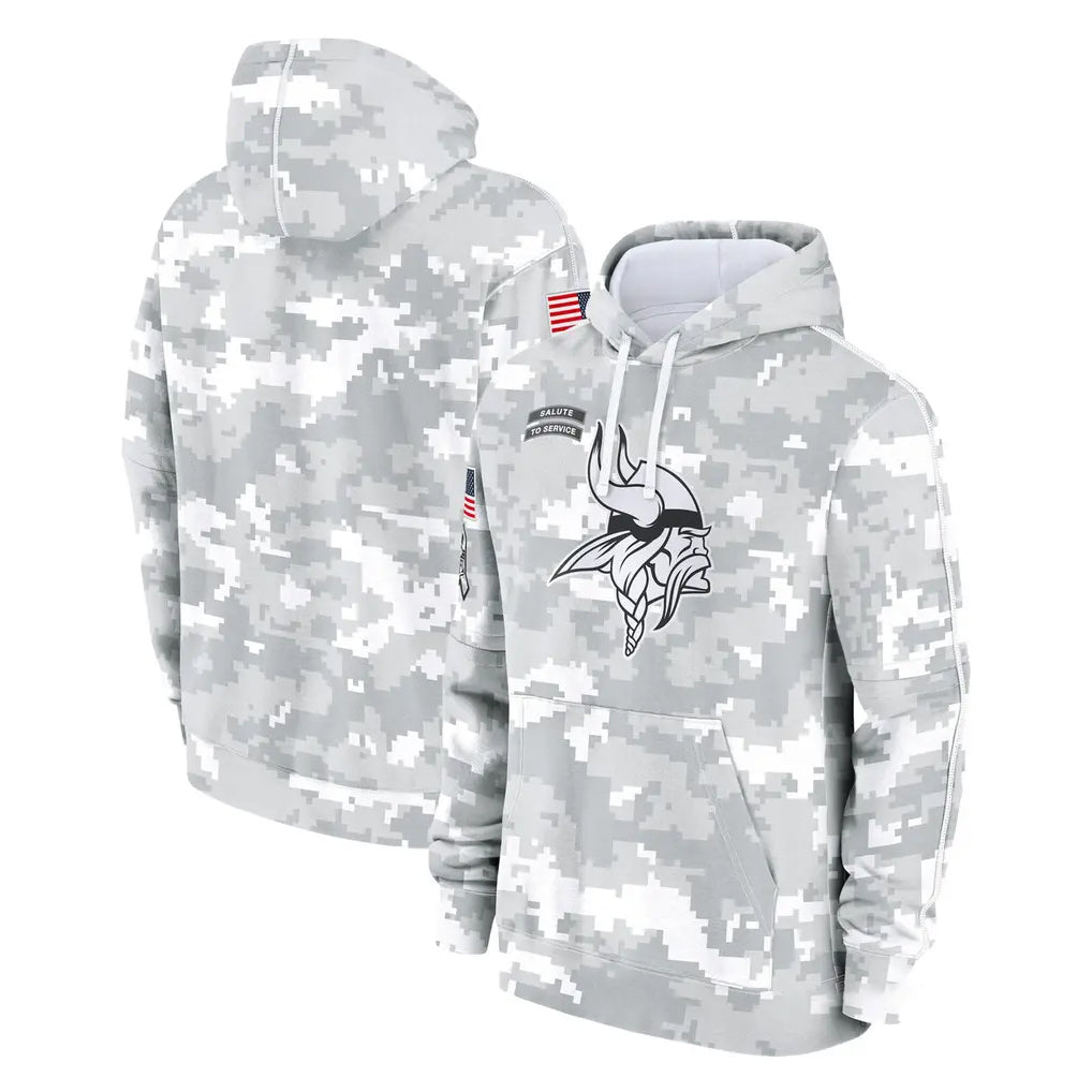 Davalo MN.Vikings Arctic Camo Salute to Service Pullover Hoodies Limited Game Blank Player Stitched Jerseys