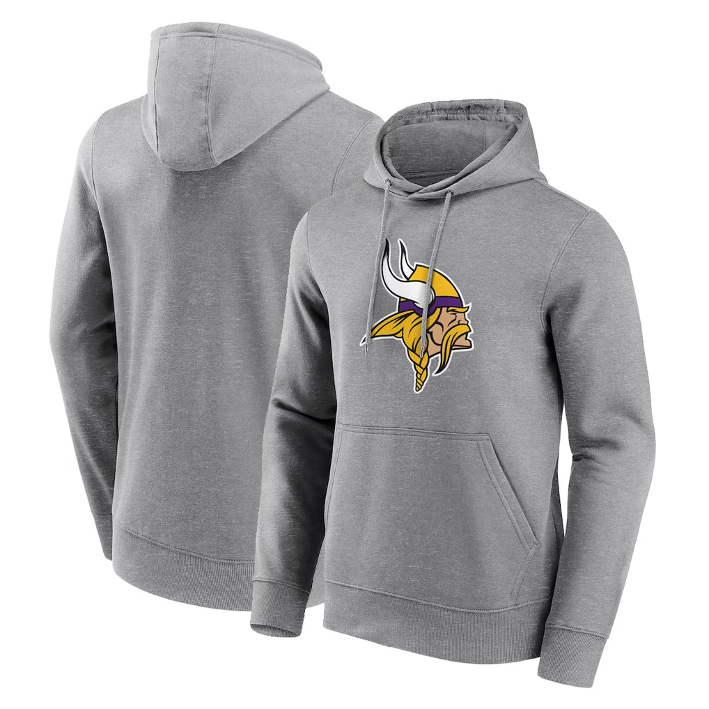 Davalo MN.Vikings Gray LOGO Pullover Hoodies Blank Player Home Game Stitched Jerseys