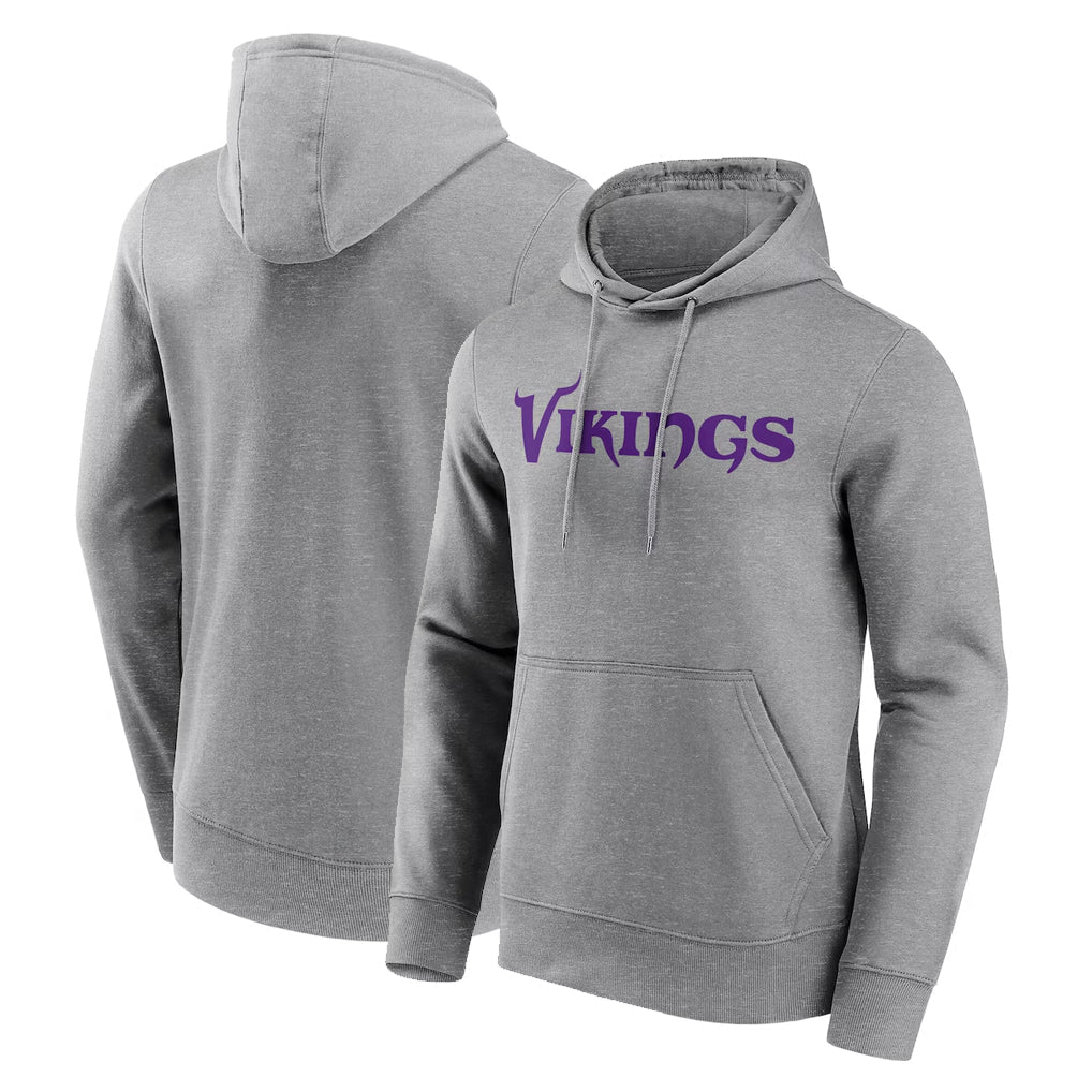 Davalo MN.Vikings Gray LOGO Pullover Hoodies Home Game Blank Player Stitched Jerseys