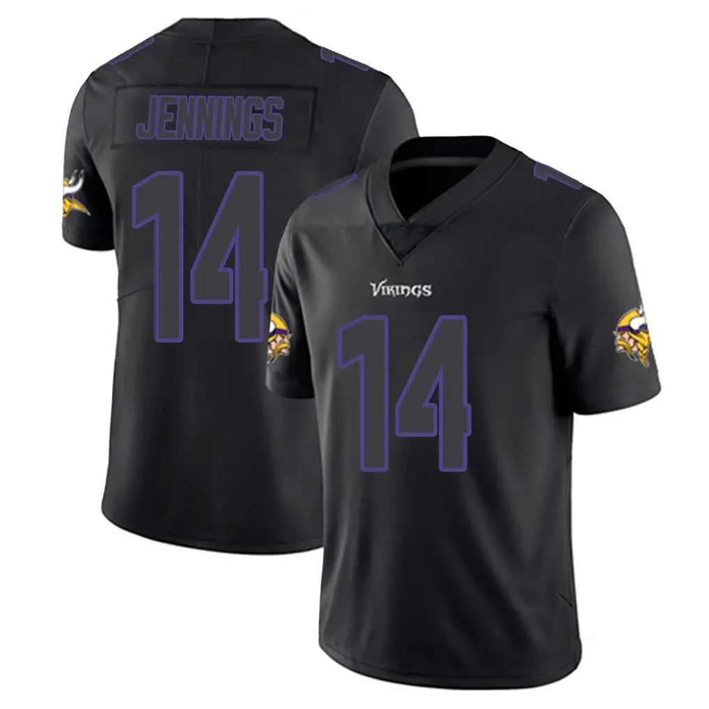 Davalo MN.Vikings #14 Jauan Jennings Player Black Impact LImited Home Game Stitched Jerseys