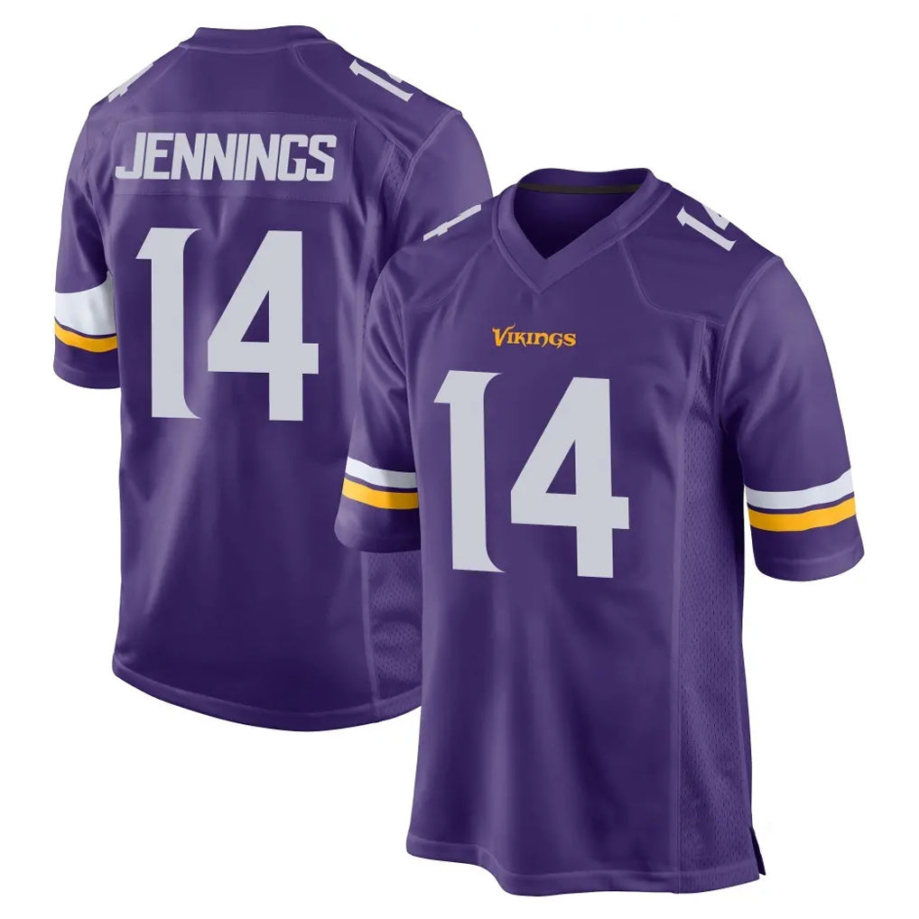 Davalo MN.Vikings #14 Jauan Jennings Player Purple Home Game Stitched Jerseys