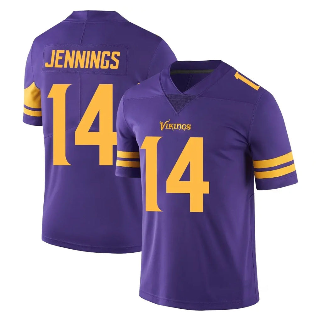 Davalo MN.Vikings #14 Jauan Jennings Player Purple Limited Color Rush Home Game Stitched Jerseys