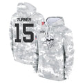 Davalo MN.Vikings #15 Dallas Turner Player Arctic Camo Salute to Service Pullover Hoodies Limited Game Stitched Jerseys