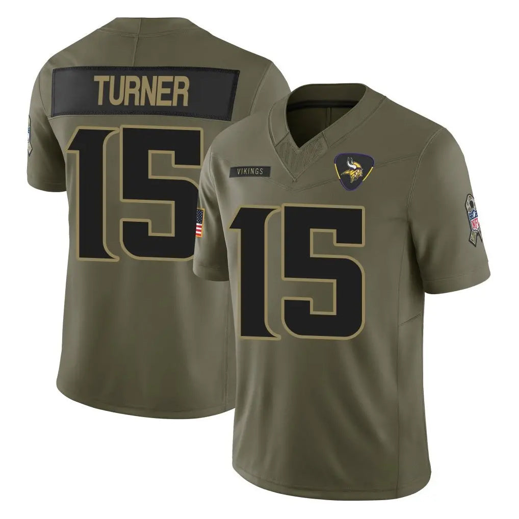 Davalo MN.Vikings #15 Dallas Turner Player Olive 2025 Salute To Service Limited Game Stitched Jerseys