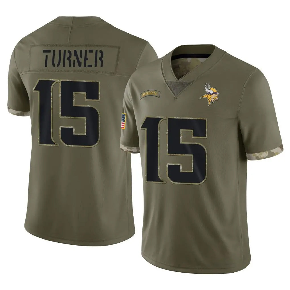 Davalo MN.Vikings #15 Dallas Turner Player Olive Salute To Service Limited Stitched Jerseys